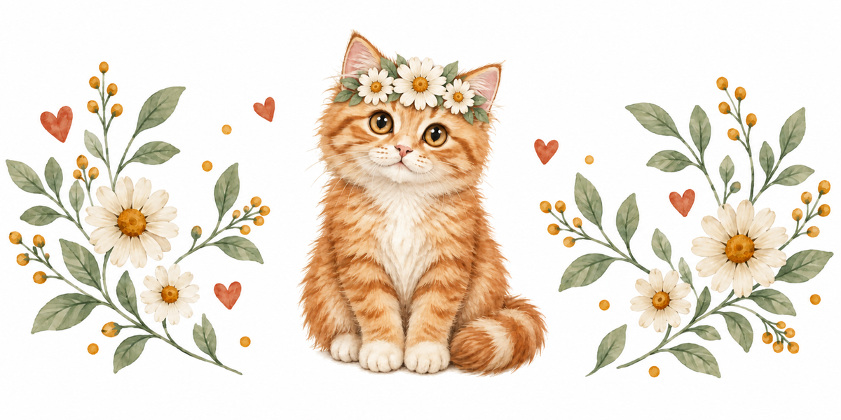 Visuel Chaton couronne fleurie