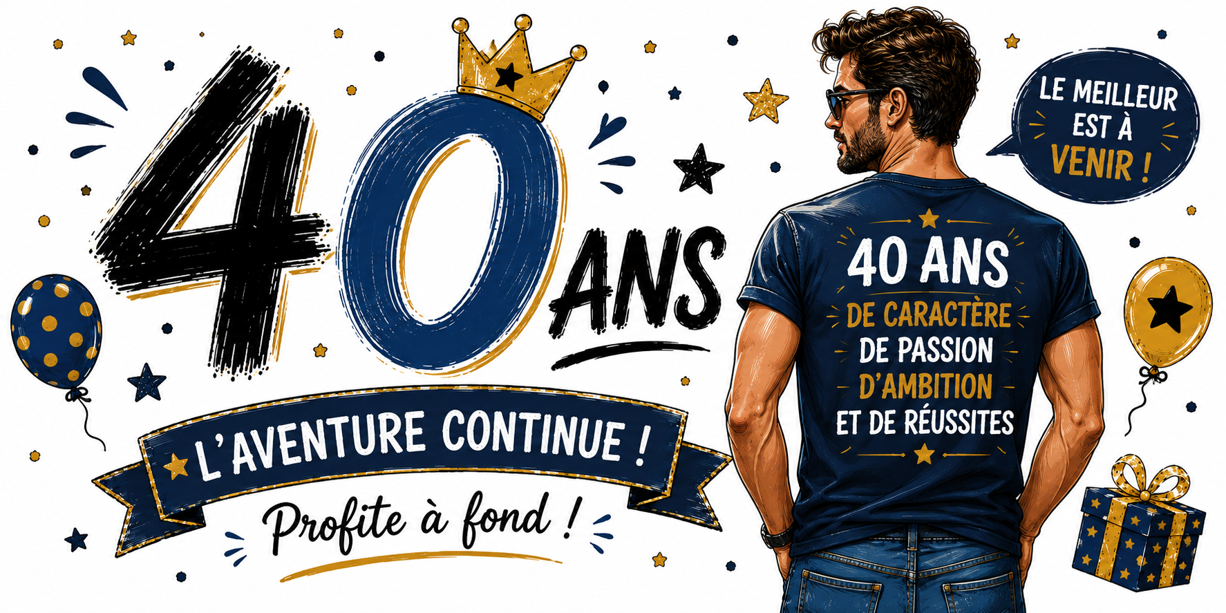 Mug 40 ans Homme - L'Aventure Continue