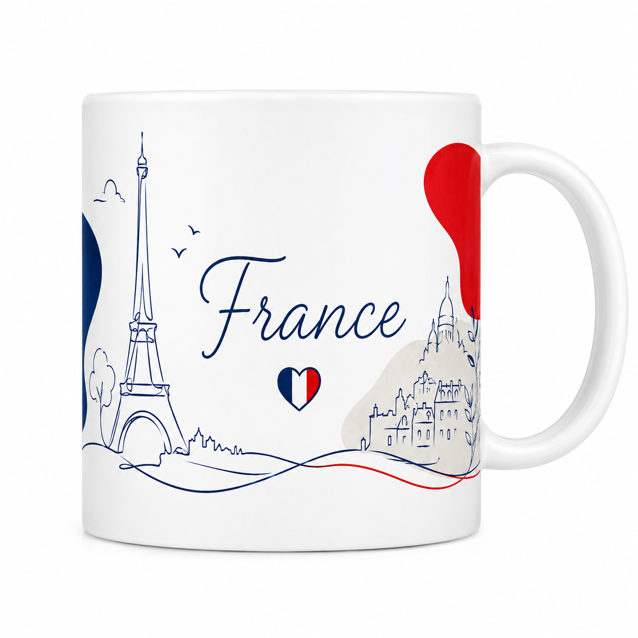 Mug France Ligne Épurée - Tour Eiffel & Sacré-Cœur au Trait