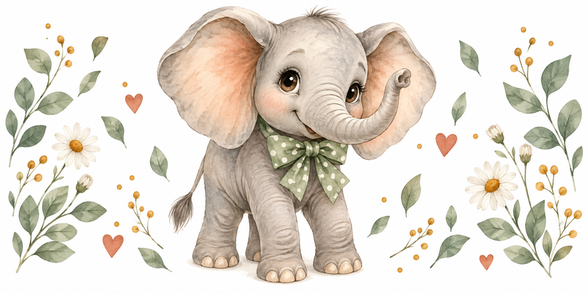 Visuel Éléphant nœud à pois