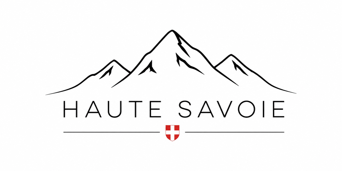 Visuel Haute-Savoie : grand sommet central à l'encre, typographie fine et croix de Savoie en cachet