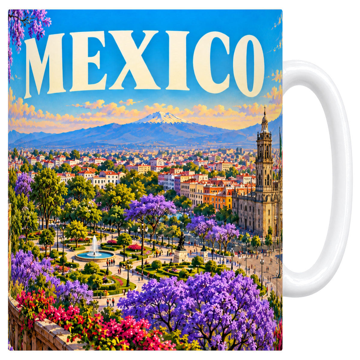 Mug blanc en ceramique 330 ml illustre d'une affiche de Mexico