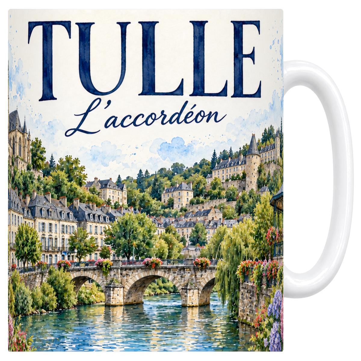 Mug blanc en ceramique 330 ml illustre d'une aquarelle de Tulle