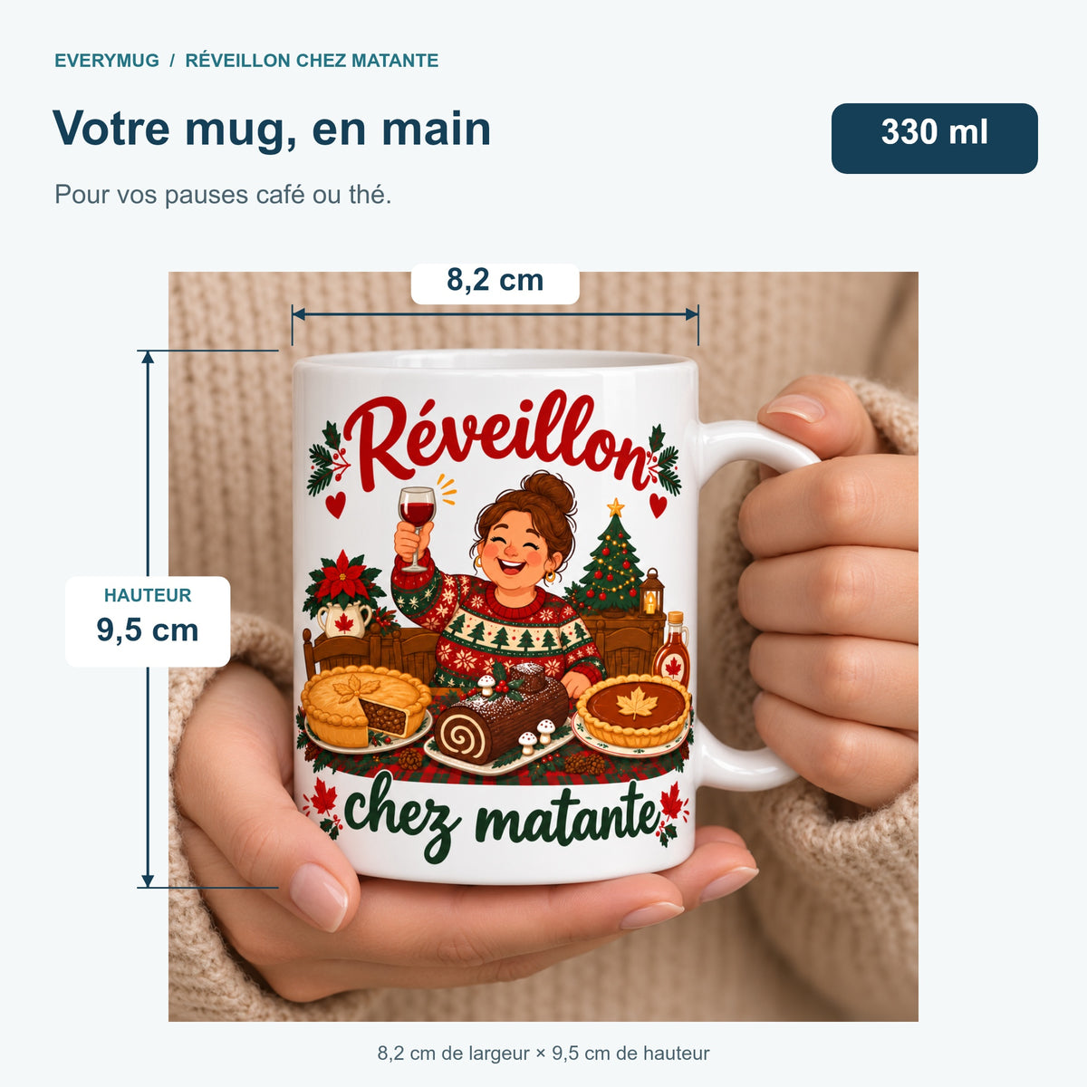 Mug Réveillon chez matante — dimensions