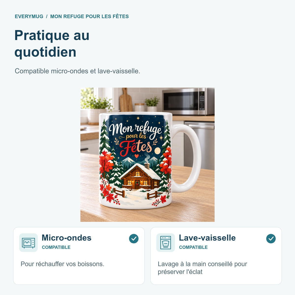 Mug Mon refuge pour les Fêtes — micro-ondes-lave-vaisselle