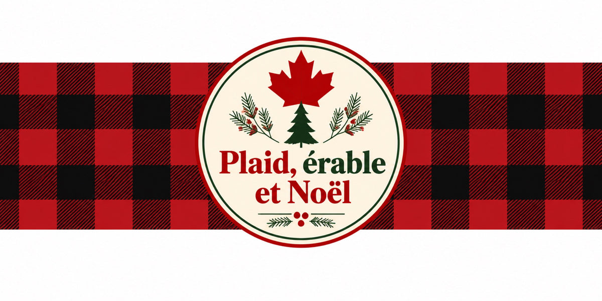 Visuel du mug « Plaid, érable et Noël », illustration de Noël québécois