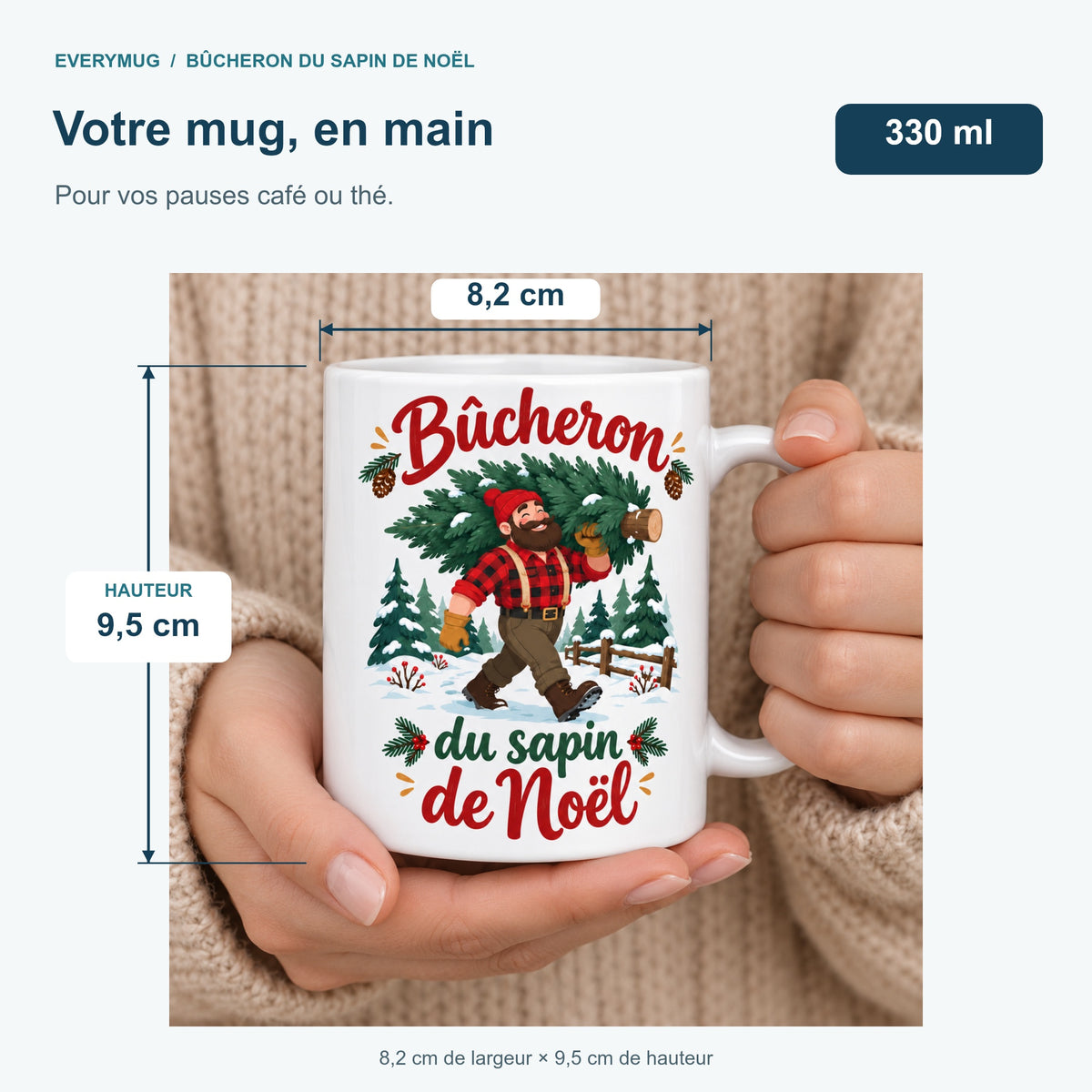 Mug Bûcheron du sapin de Noël — dimensions