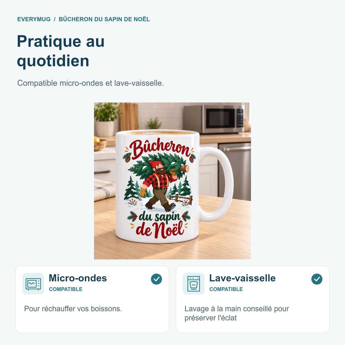 Mug Bûcheron du sapin de Noël — micro-ondes-lave-vaisselle
