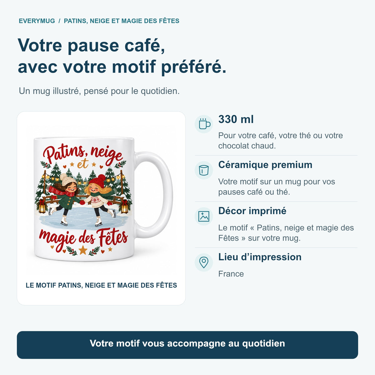 Mug Patins, neige et magie des Fêtes — caracteristiques