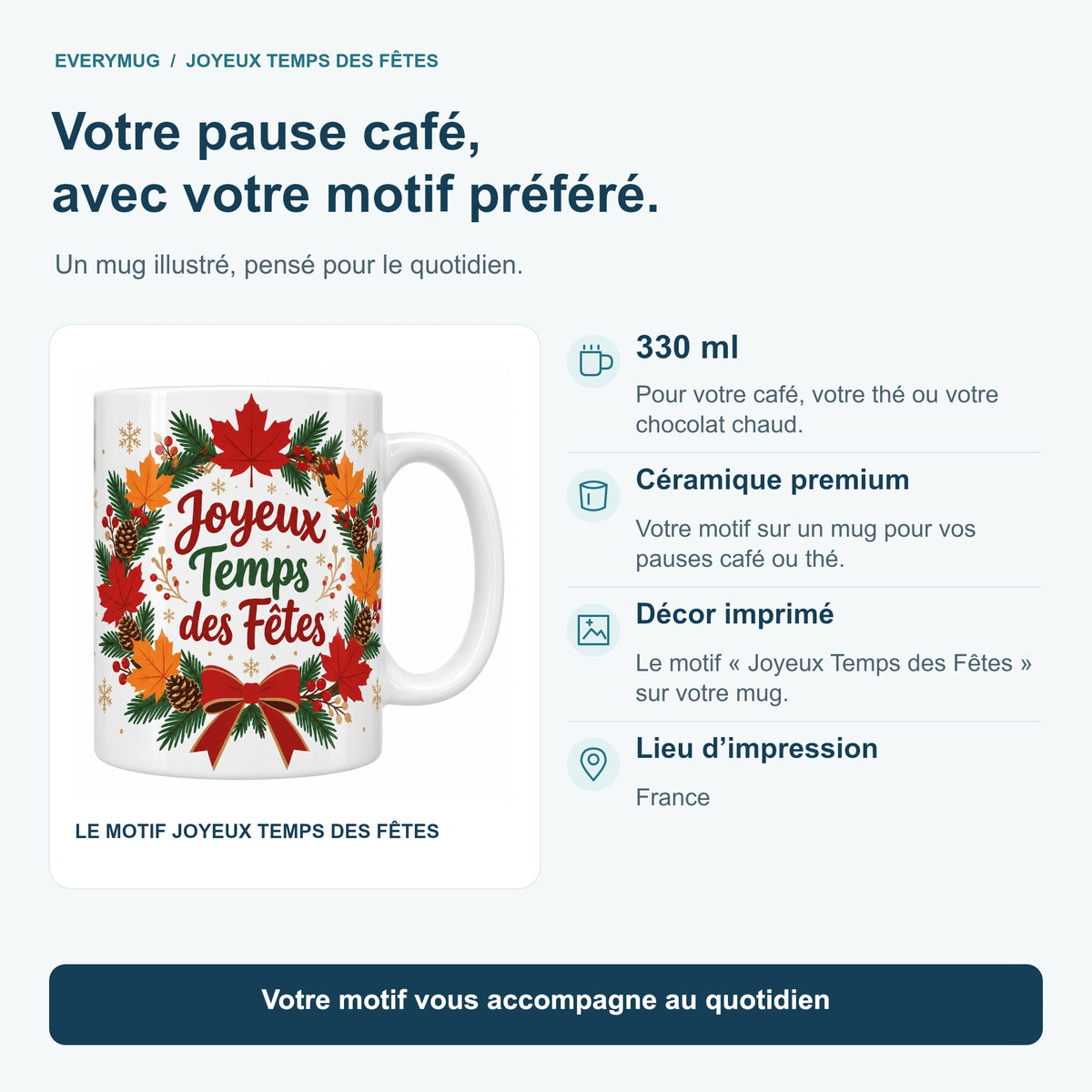Mug Joyeux Temps des Fêtes — caracteristiques