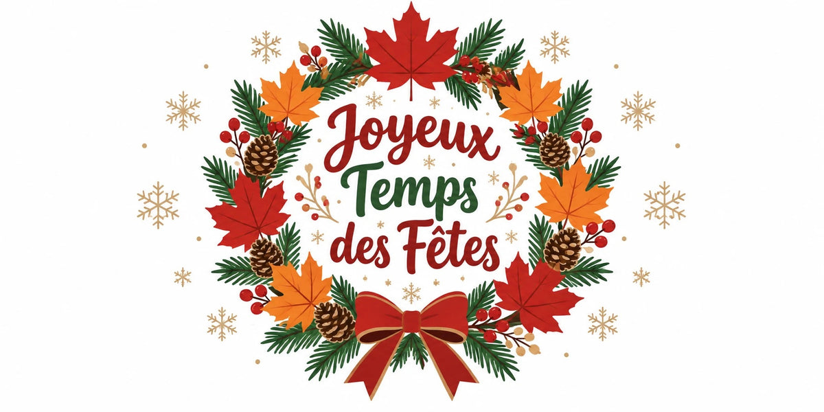 Visuel du mug « Joyeux Temps des Fêtes », illustration de Noël québécois