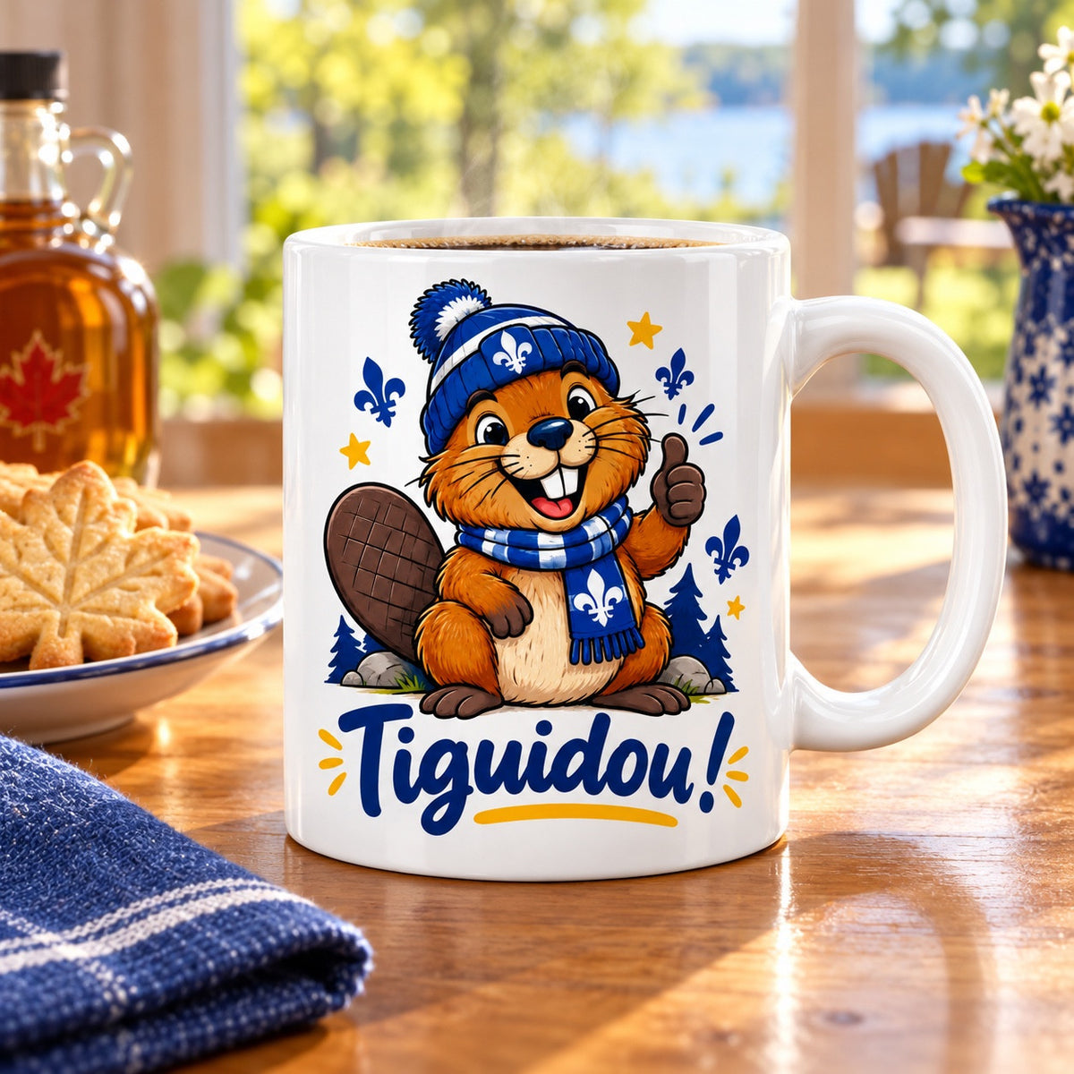 Mug « Tiguidou ! » en situation, mise en scène
