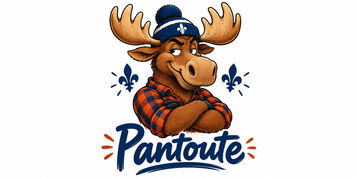 Visuel du mug « Pantoute », expression québécoise illustrée