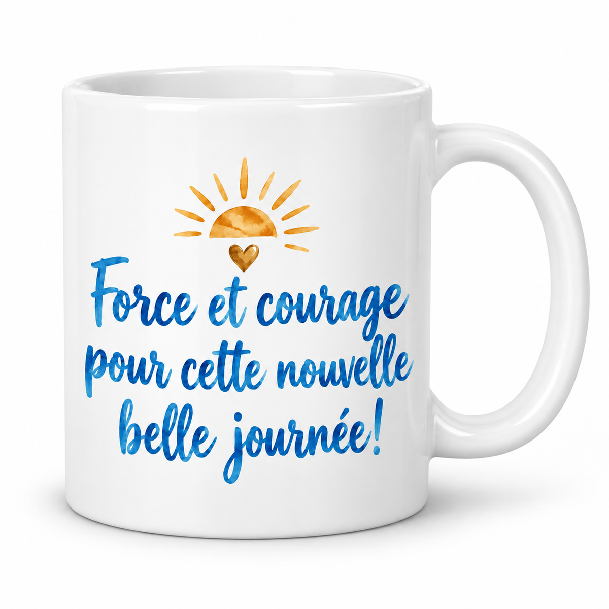 Mug Force et Courage bleu ciel