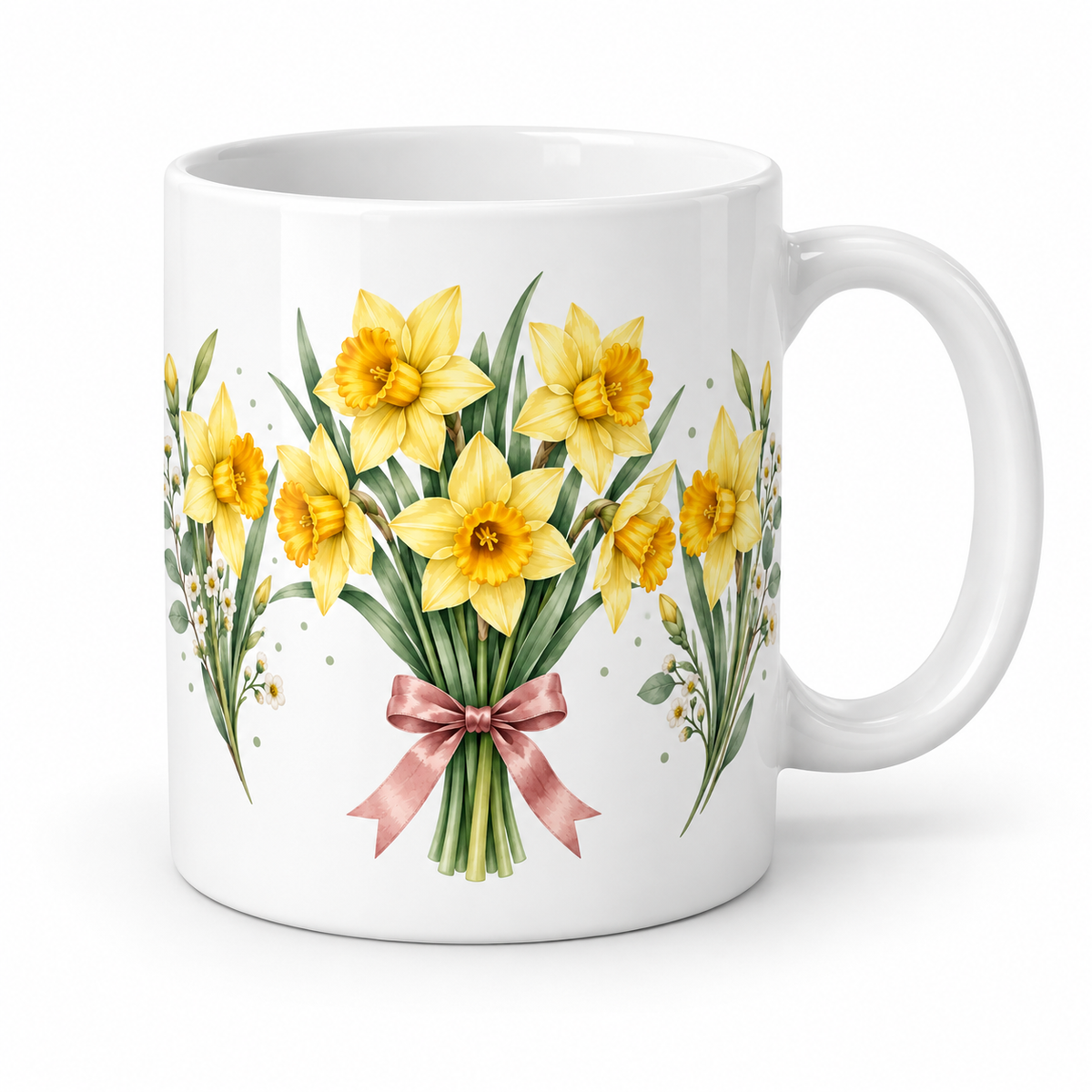 Mug Jonquille ruban rose