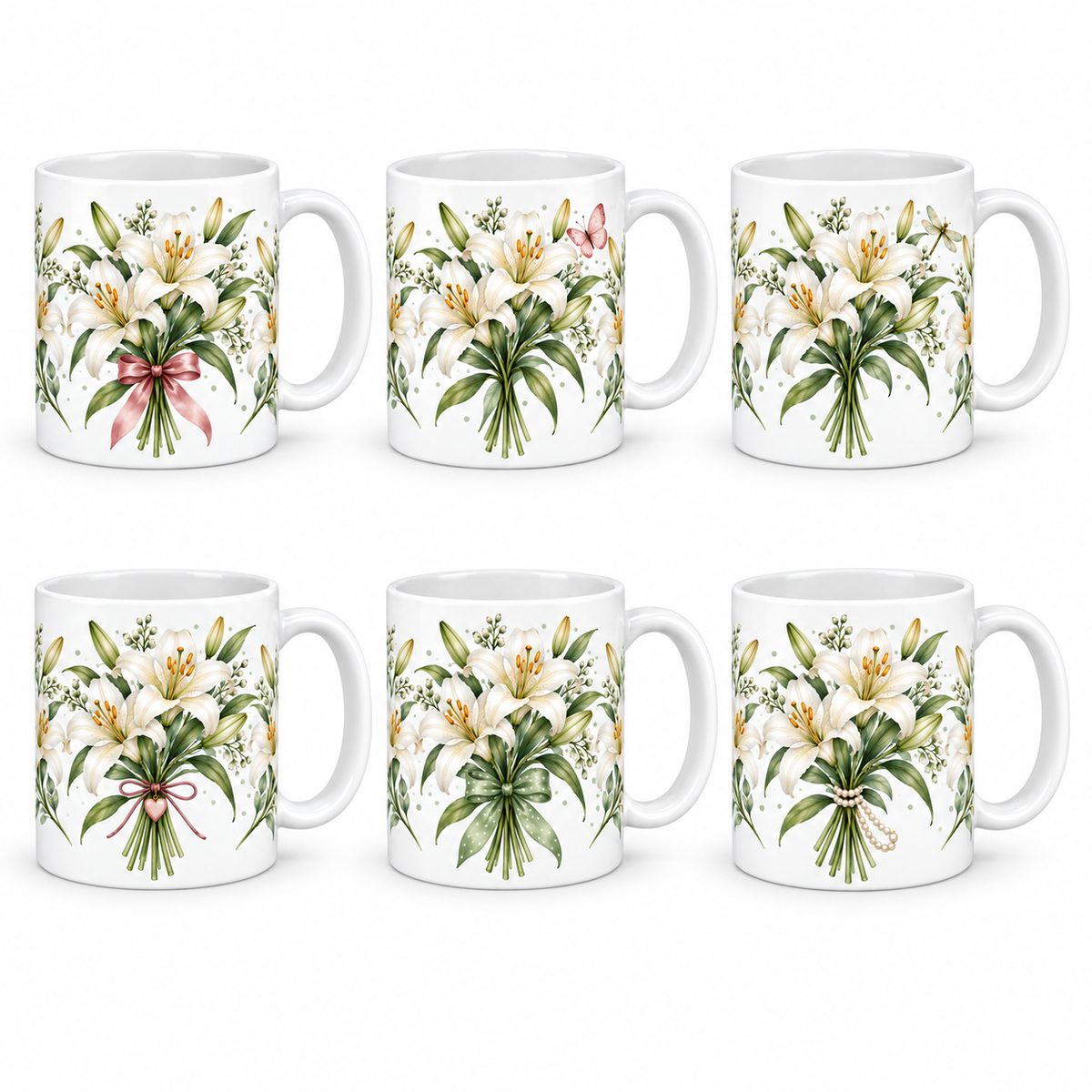 Lot de 6 mugs Lys - les six mugs de la série