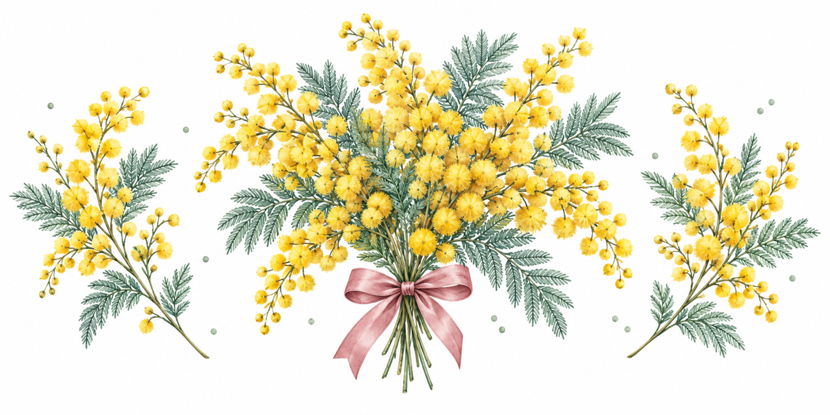 Visuel Mimosa ruban rose