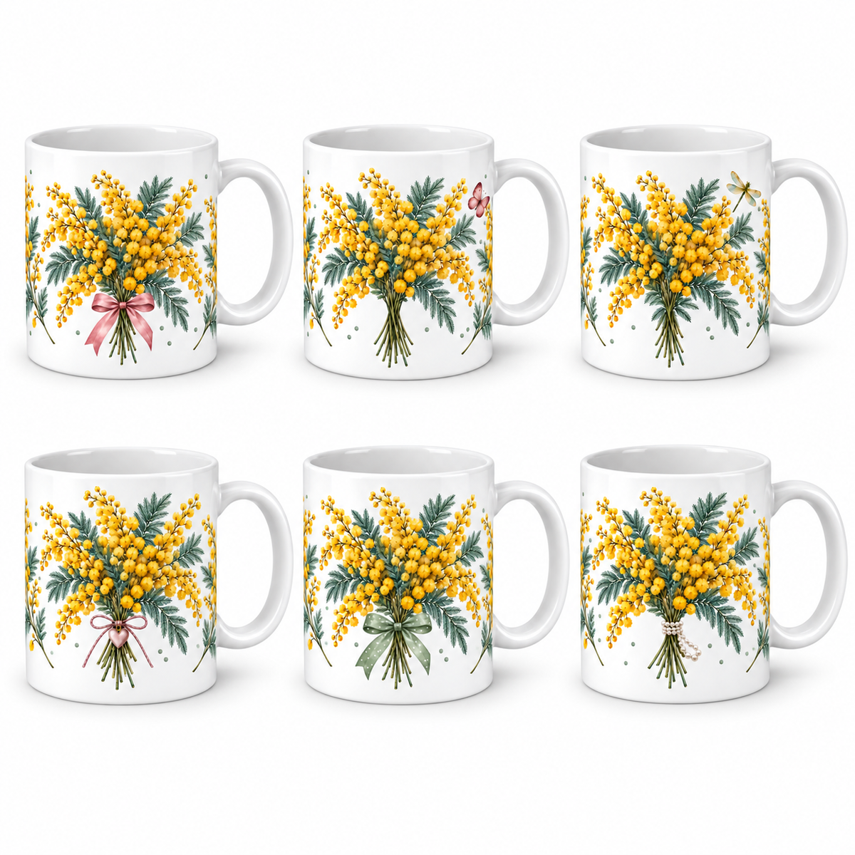 Lot de 6 mugs Mimosa - les six mugs de la série
