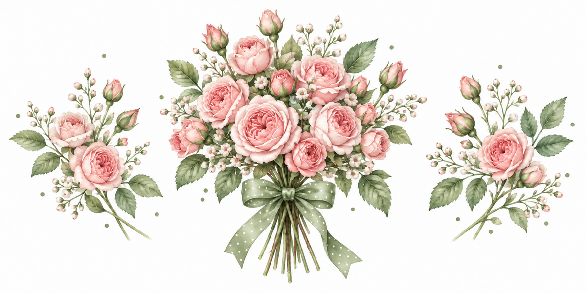 Visuel Mini-Roses ruban sauge