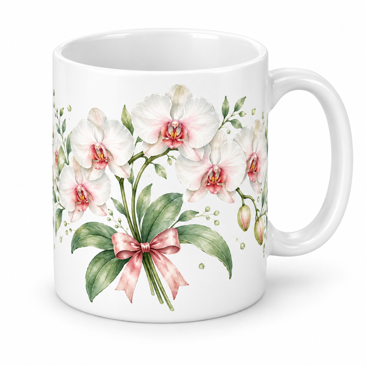 Mug Orchidées ruban rose