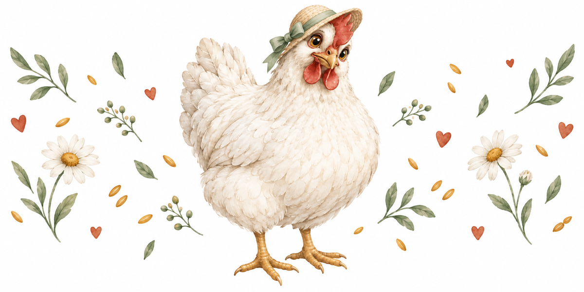 Visuel Poule chapeau de paille