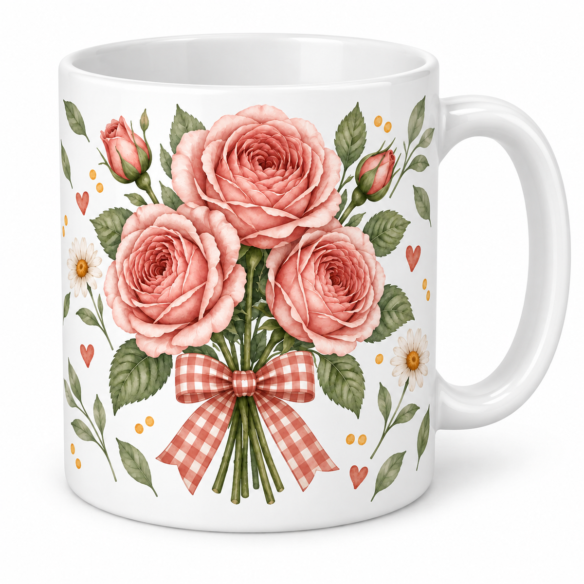 Mug Roses au vichy rouge
