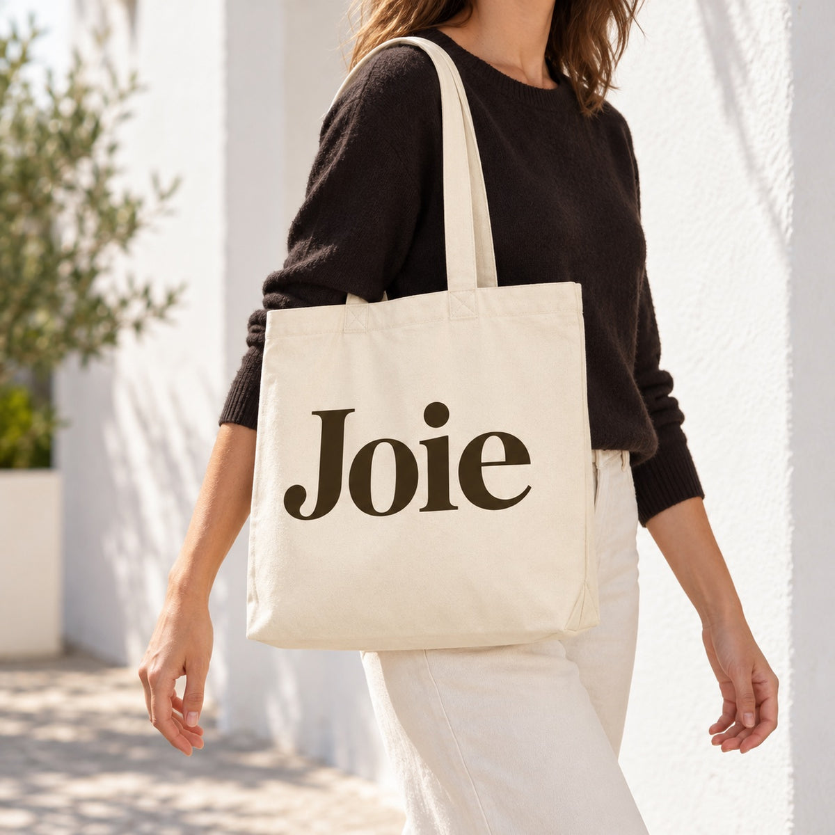 Tote bag « Joie » Premium porté à l'épaule en ville