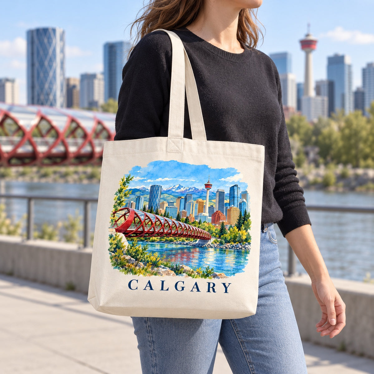 Tote bag Calgary Premium porté à l'épaule