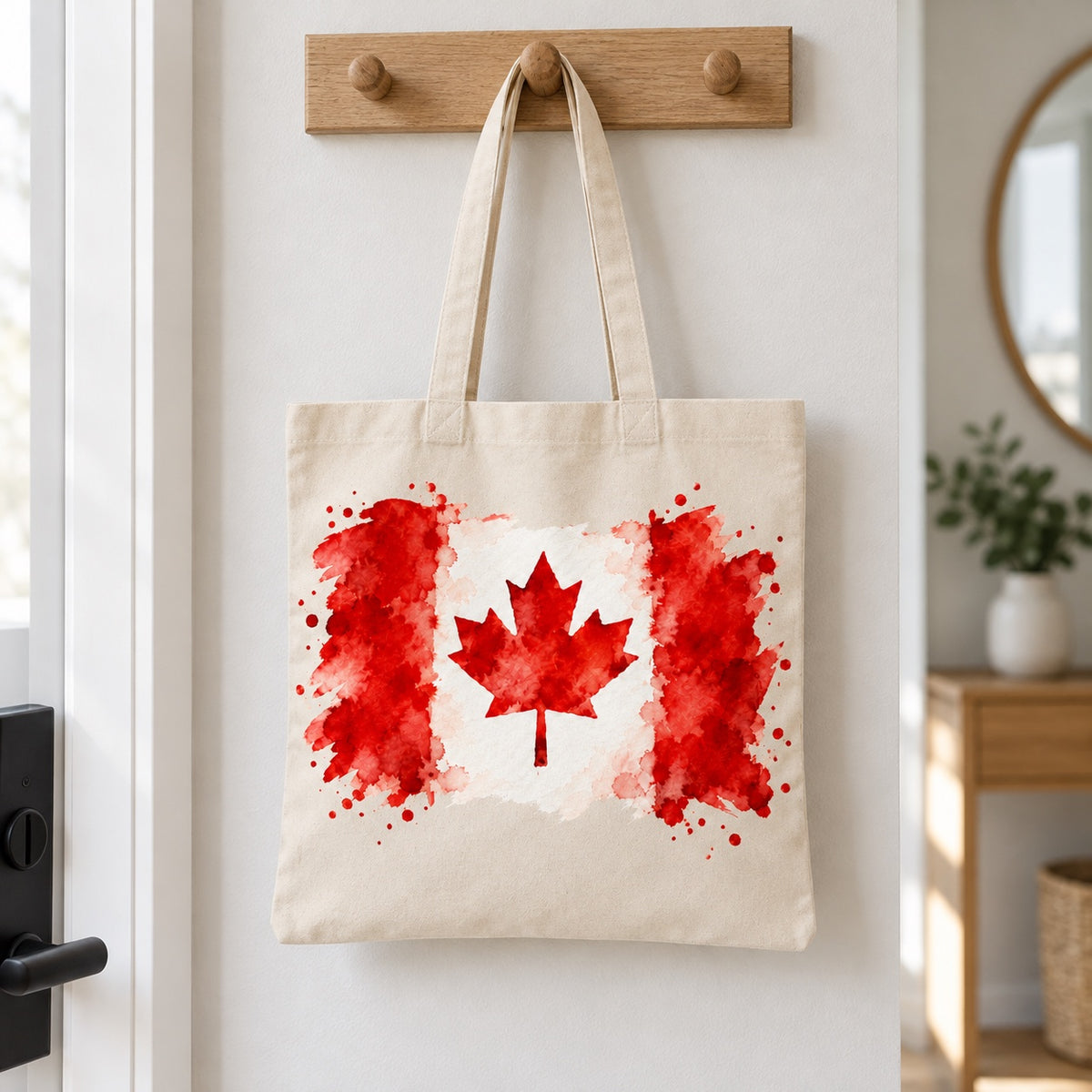 Tote bag Drapeau du Canada Essentiel suspendu à une patère