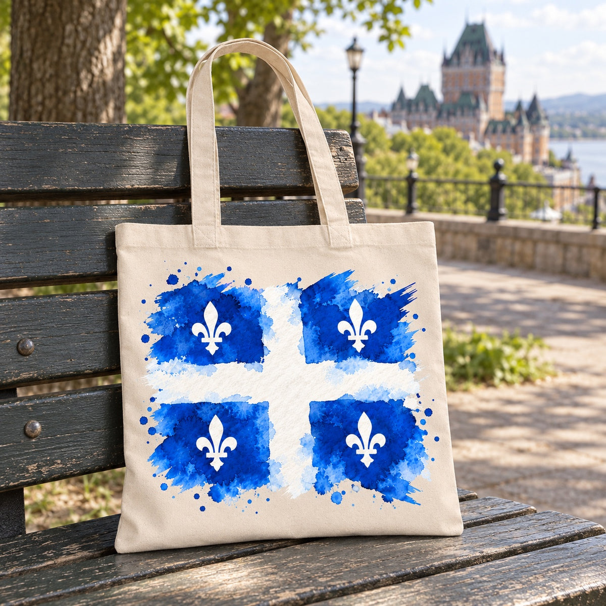 Tote bag Drapeau du Québec Essentiel en situation