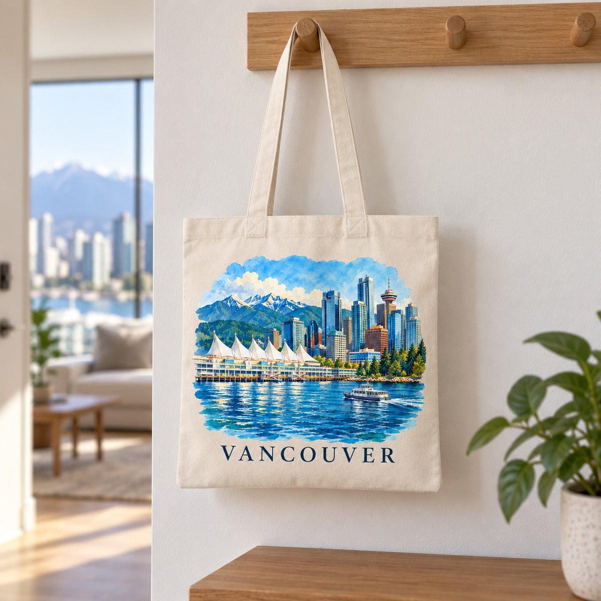 Tote bag Vancouver Essentiel suspendu à une patère