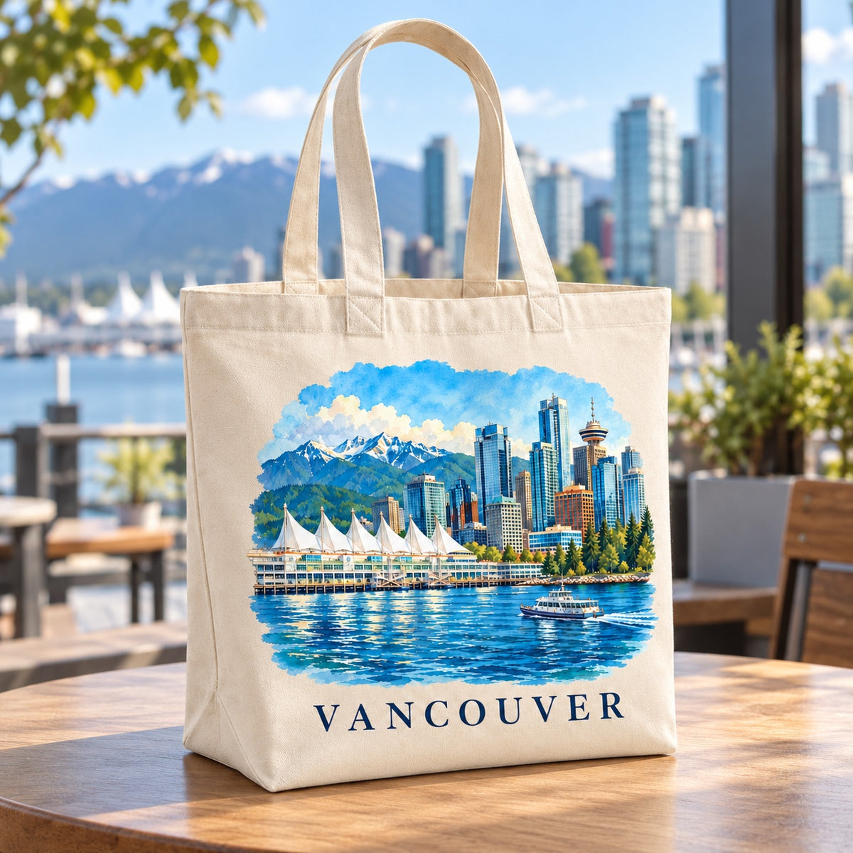 Tote bag Vancouver Premium posé dans un intérieur