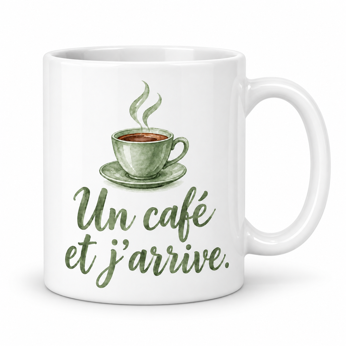 Mug Un café et j'arrive sauge