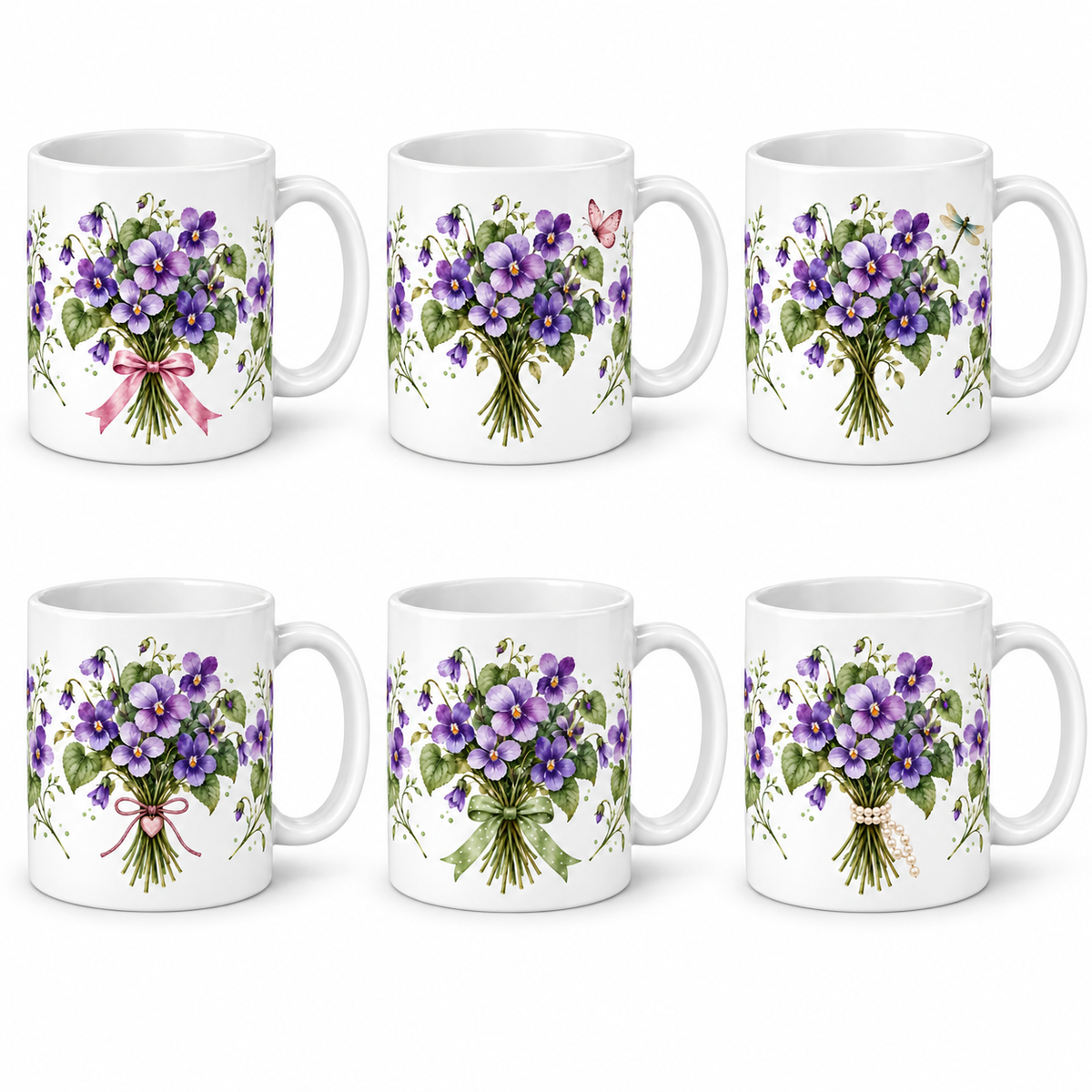 Lot de 6 mugs Violette - les six mugs de la série