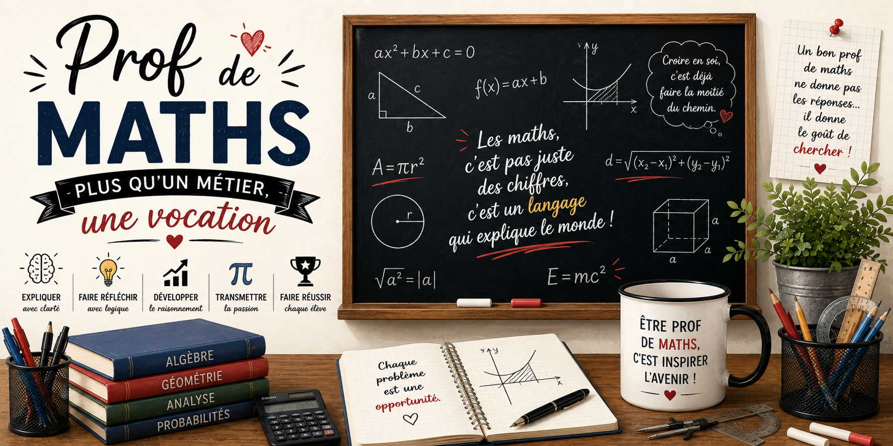 Mug Prof de Maths - Plus qu'un Métier, Une Vocation