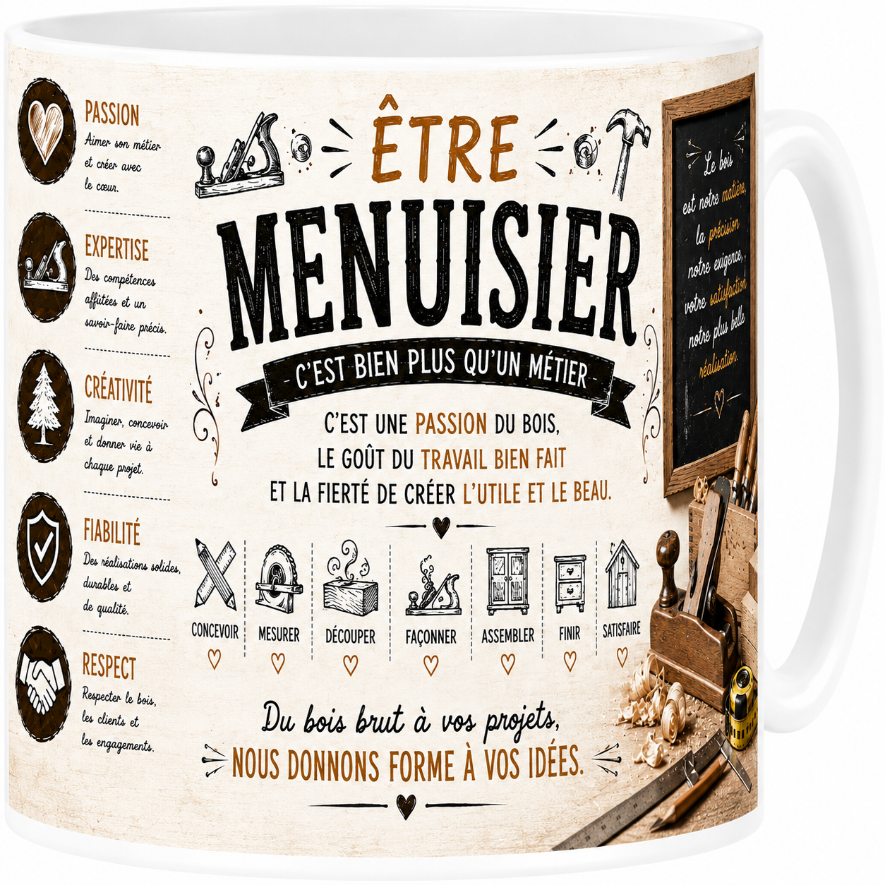 Mug Menuisier - Plus qu'un Métier, Une Vocation