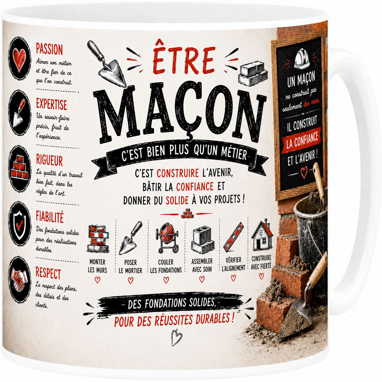 Mug Maçon - Plus qu'un Métier, Une Vocation