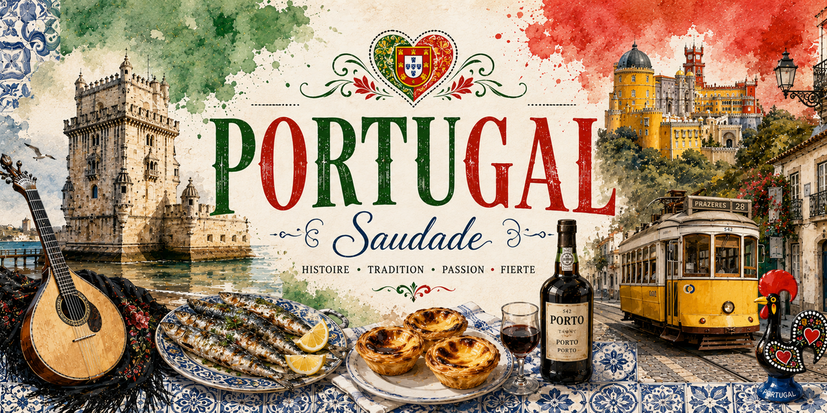 Design imprimé du mug Portugal, illustration aquarelle du Portugal, azulejos et symboles