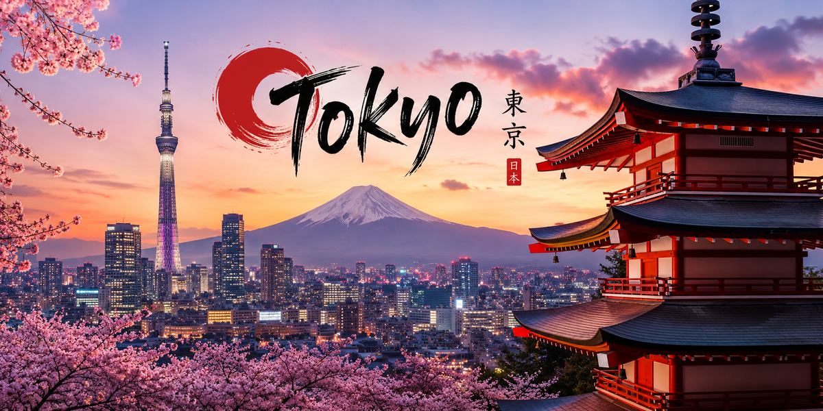 Design imprimé du mug Tokyo, illustration aquarelle de Tokyo, skyline et sakura