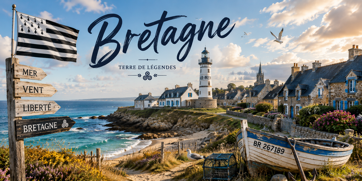 Design imprimé du mug Bretagne, illustration aquarelle de la Bretagne, phares et côte