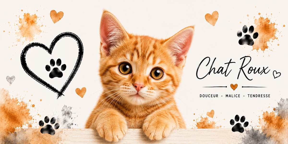Design imprimé du mug Chat Roux, chat roux en aquarelle, tigré orange