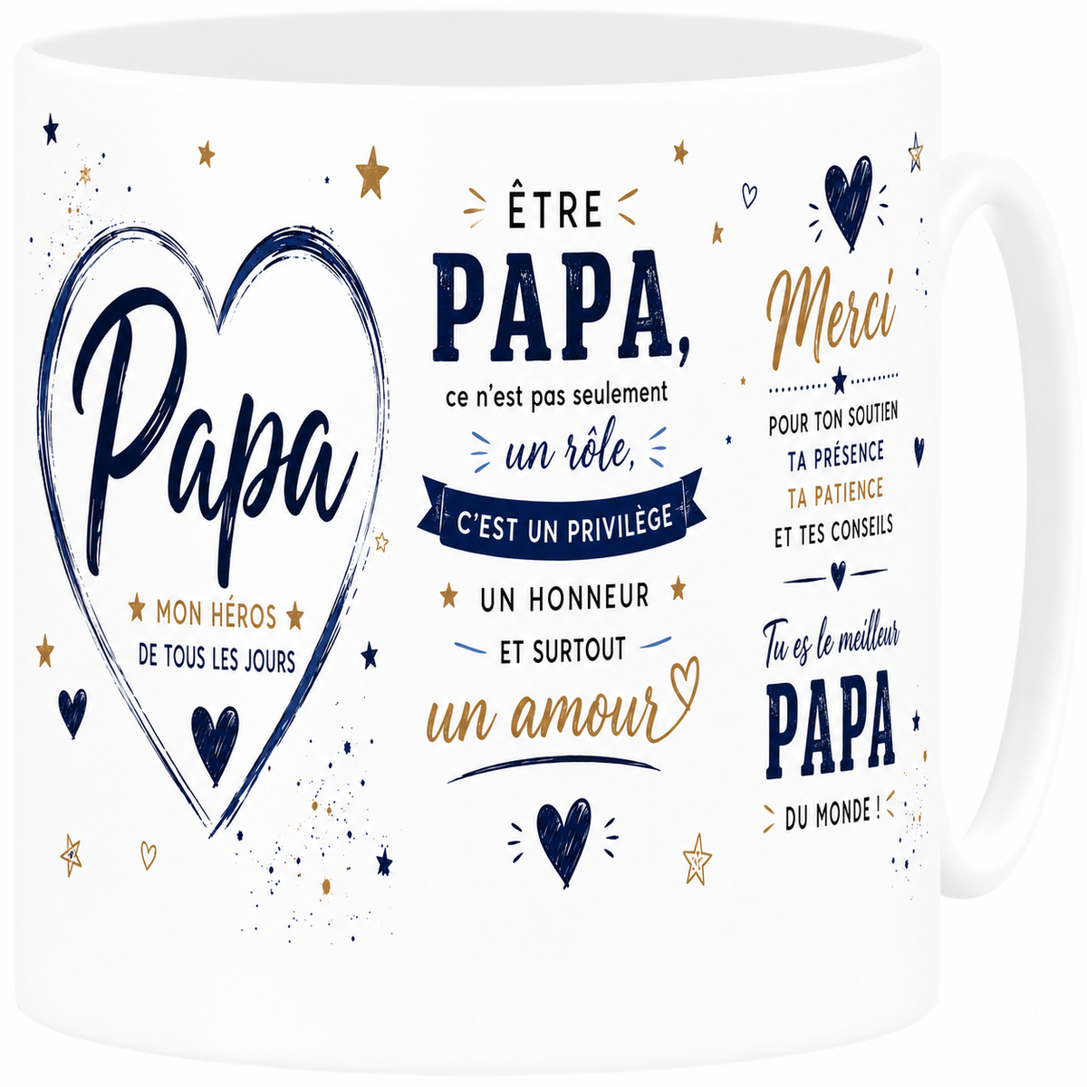 Mug céramique blanc, papa, hommage et citation affectueuse