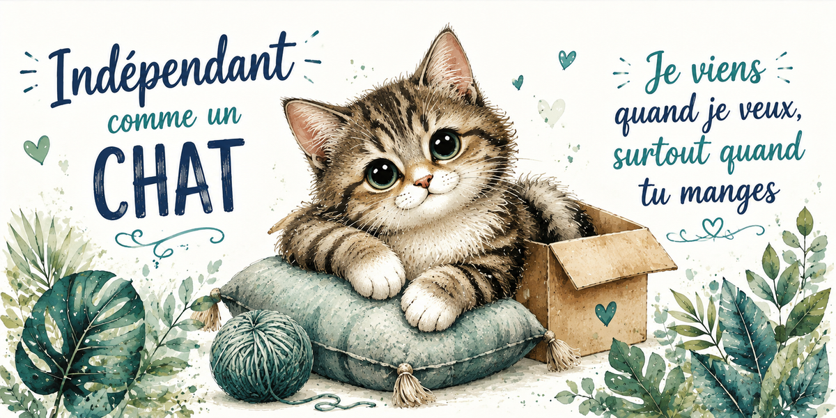 Visuel « Indépendant comme un chat, je viens quand je veux, surtout quand tu manges »