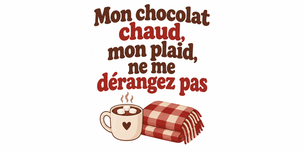 Visuel à plat du mug de Noël Chocolat Chaud & Plaid