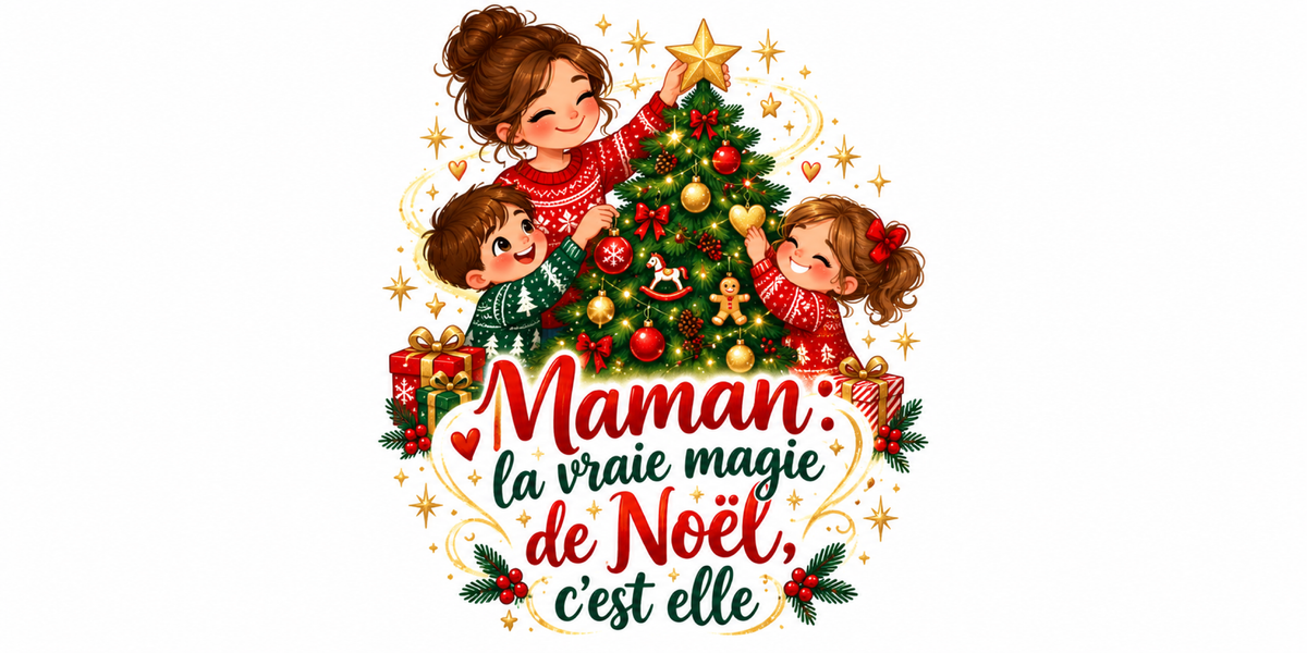 Visuel à plat du mug de Noël Maman Magie de Noël