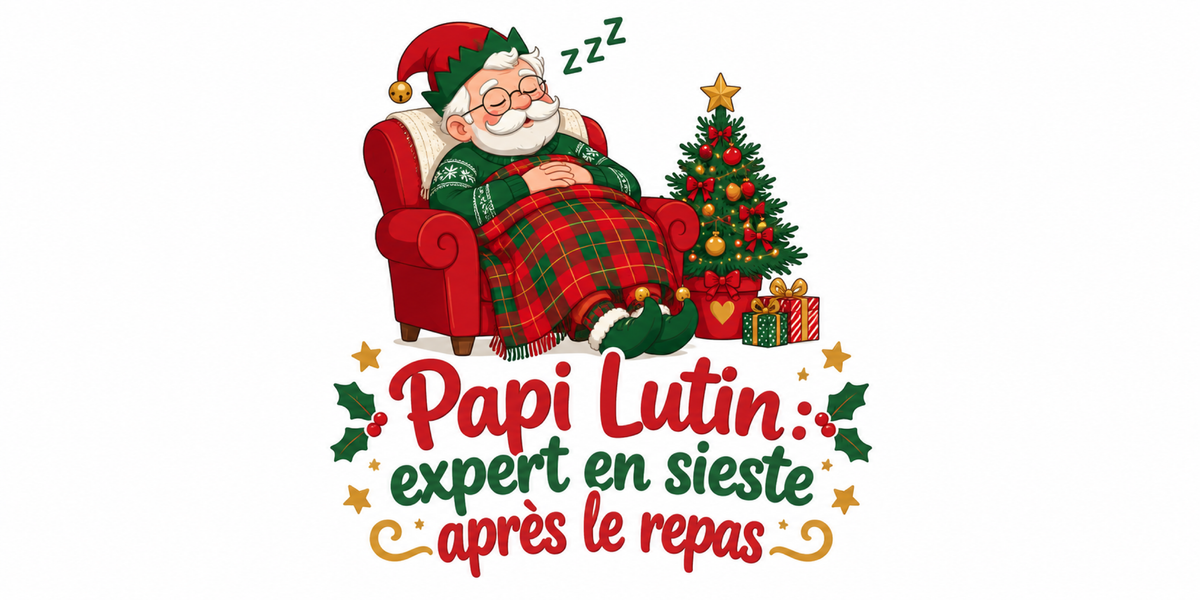 Visuel à plat du mug de Noël Papi Lutin
