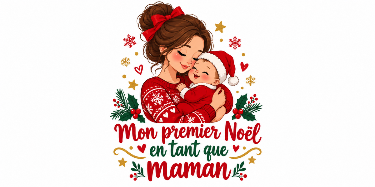 Visuel à plat du mug de Noël Premier Noël Maman