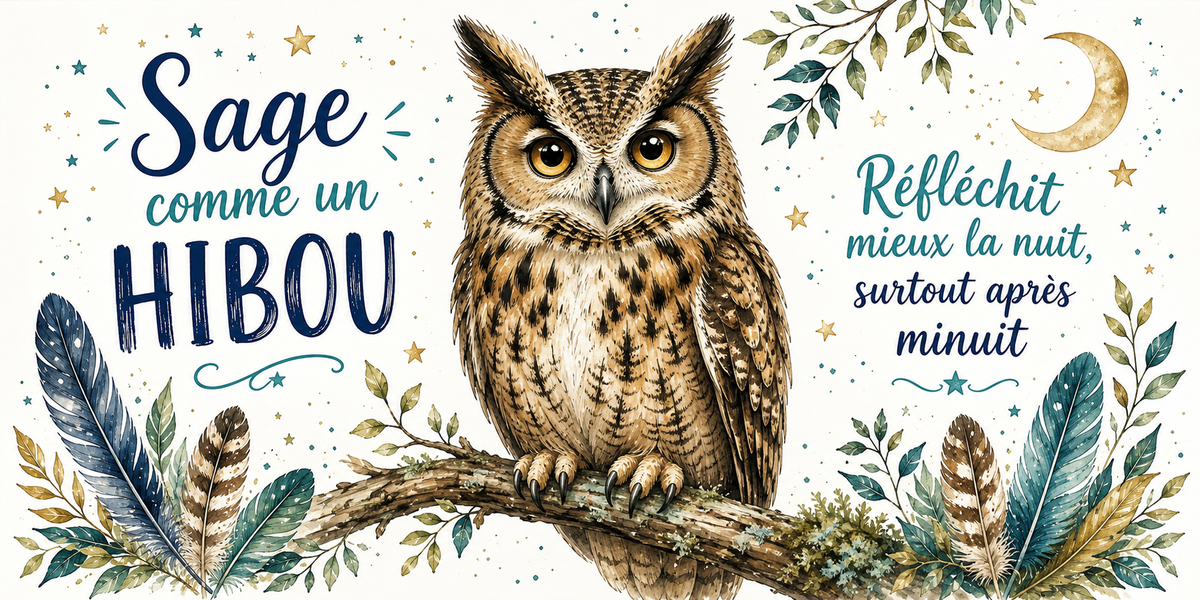 Visuel « Sage comme un hibou, réfléchit mieux la nuit, surtout après minuit »