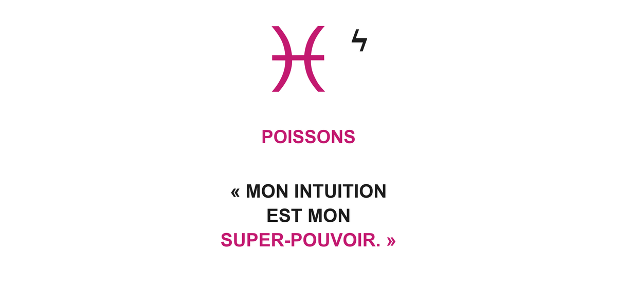 Visuel à plat du mug Poissons Zodiaque Audace : symbole ♓, éclair, nom POISSONS et phrase en capitales bold
