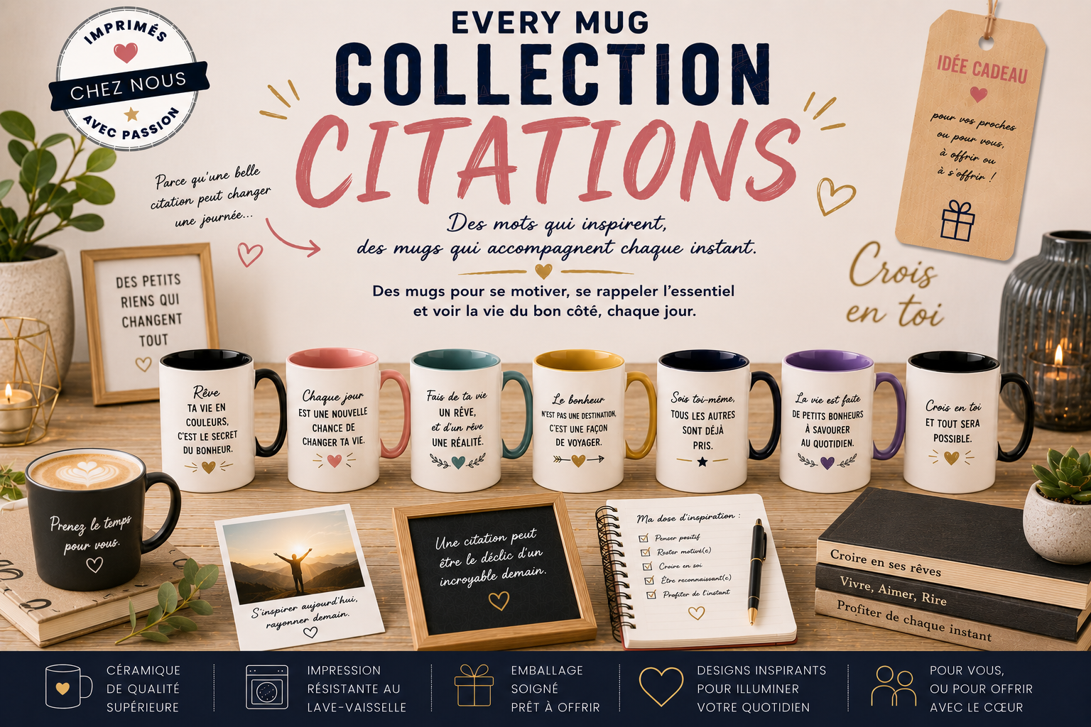 Collection mugs citations EveryMug — café, motivation, philosophie et sagesse en céramique